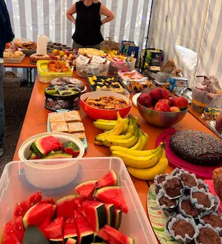 Buffet zur Stärkung nach dem Sport